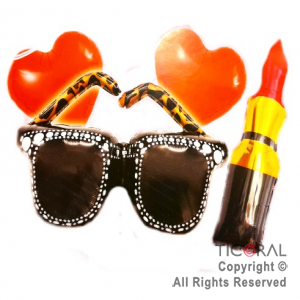SET DE GLOBOS METALIZADO DIVA LENTES Y LABIAL 4 UNIDADES 